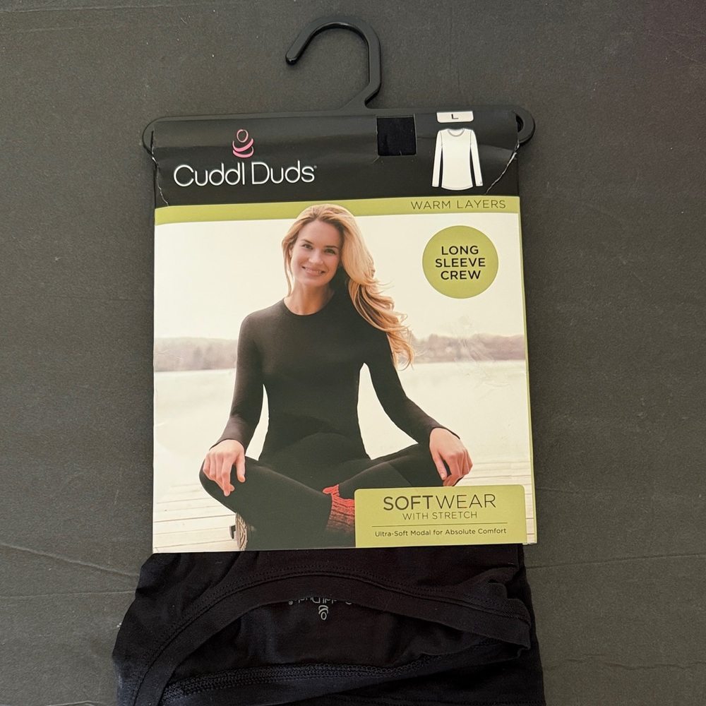 Cuddl Duds Black Softwear Long Sleeve Crew